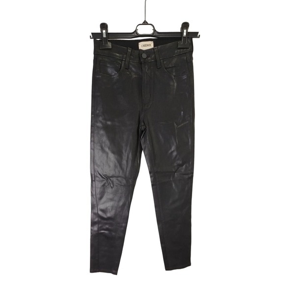 NWT L'AGENCE Margot Jean Black Coated 25 - Picture 1 of 6